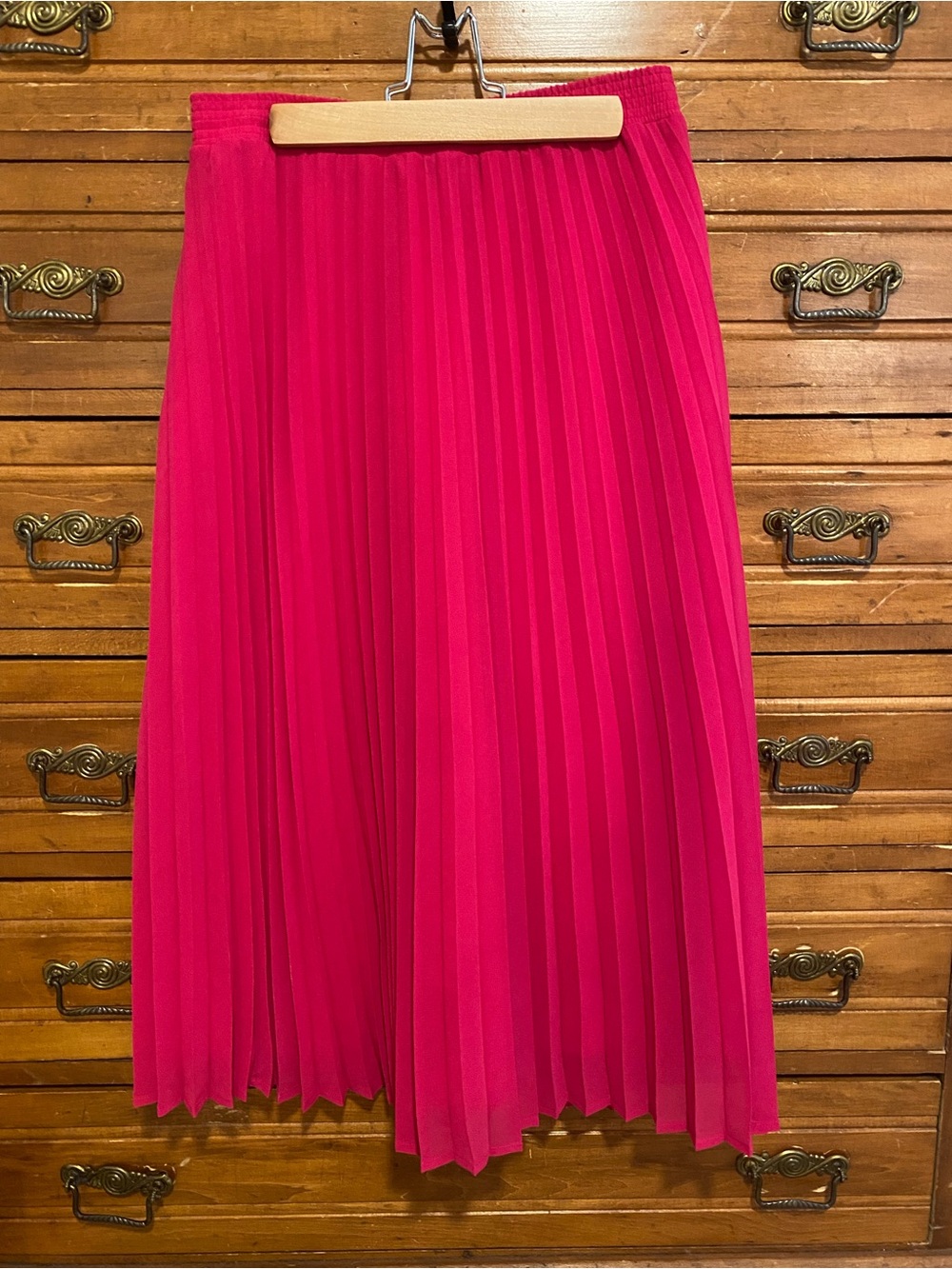 a new day Magenta Pleated Midi Skirt